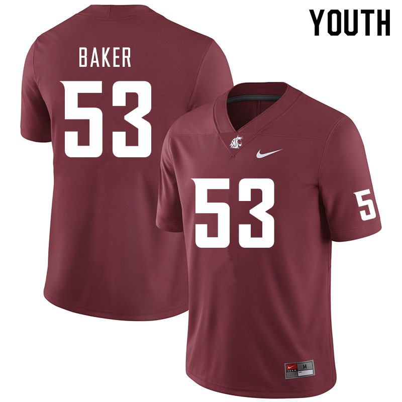 Youth #53 Ricky Baker Washington State Cougars College Football Jerseys Sale-Crimson